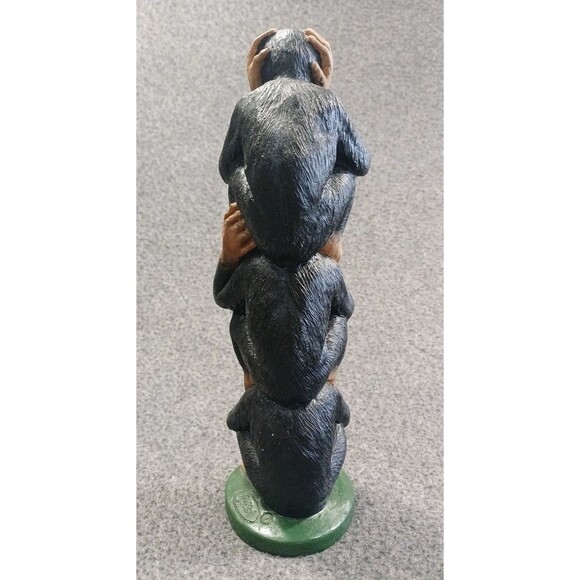 Monkey See No Evil Hear No Evil Speak No Evil Trio Totem Pole 9" Figurine - Picture 3 of 7